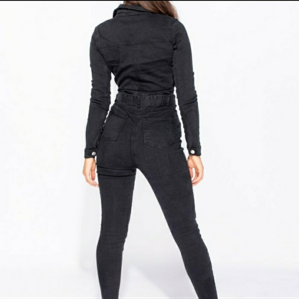 Black Denim Jumpsuit - Picture 5 of 12